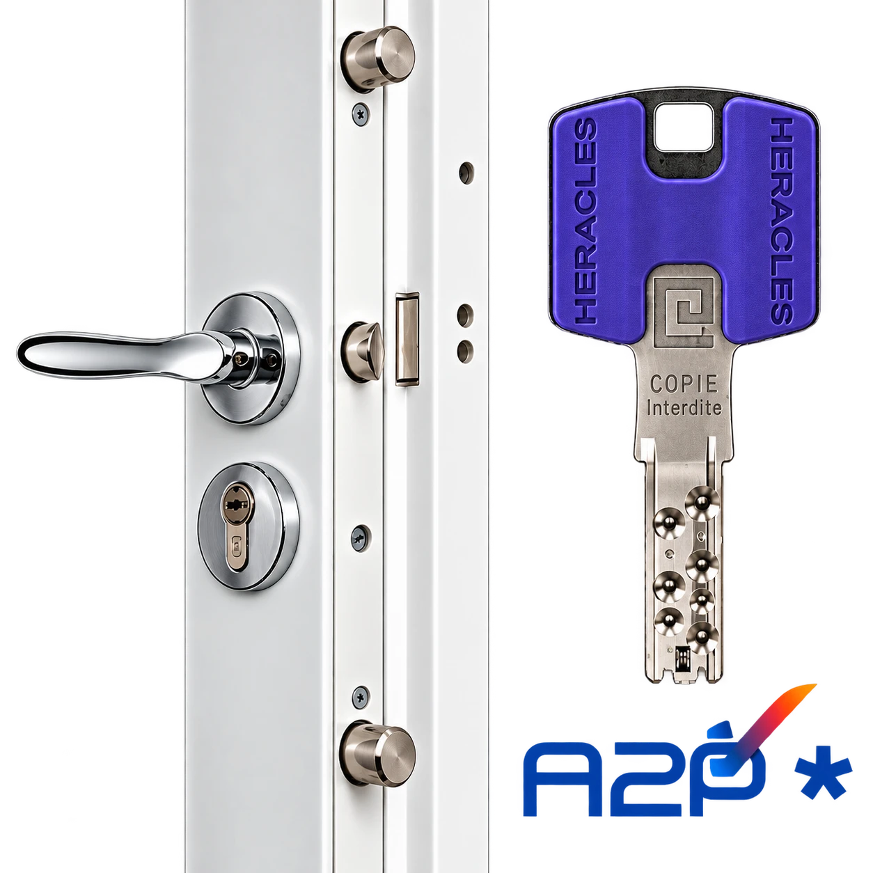 Porte blindée avec serrure multipoints et clé haute sécurité certifiée A2P — blindage de porte à Bourges